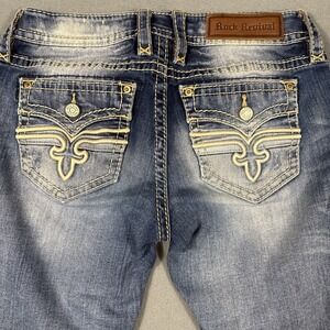 JEANS Women's ROCK REVIVAL Alaina WOMENS 28 Skinny Blue  DISTRESSED